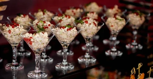 chicken salad in Fancy Martini Glasses